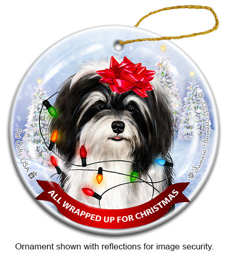 Havanese Black and White Ornament