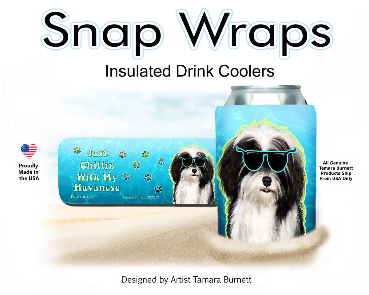 Havanese Black and White Snap Wrap Cozy