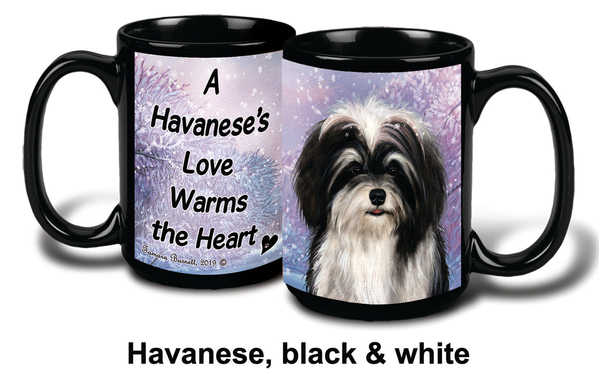 Havanese Blk/Wh Winter Mug 15 oz