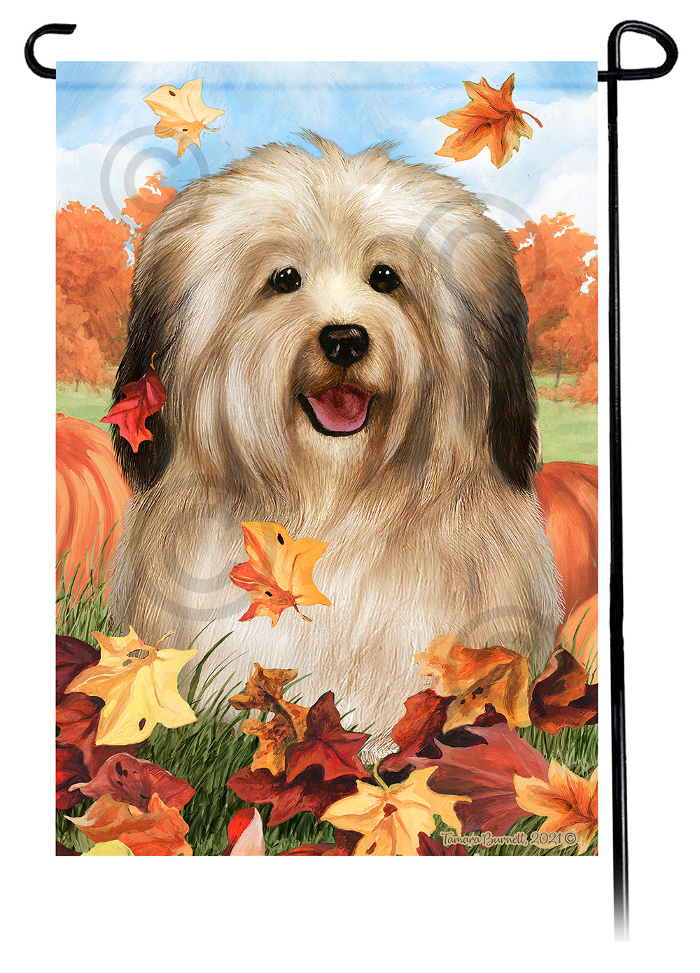 Havanese Falling Leaves - Garden Flag