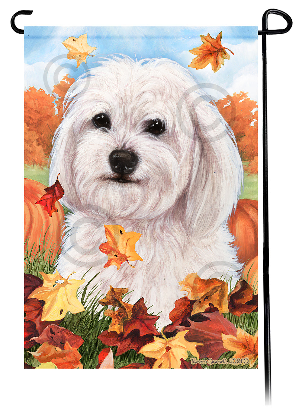 Havanese Falling Leaves - Garden Flag