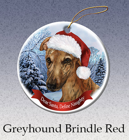 Greyhound - Dear Santa, Define Naughty Christmas Ornament