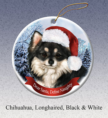 Chihuahua (Longhair - Dear Santa, Define Naughty Christmas Ornament