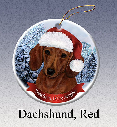 Dachshund (Red) - Dear Santa, Define Naughty Christmas Ornament