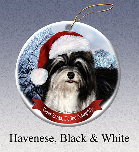 Havanese Black and White Ornament