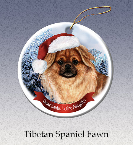Tibetan Spaniel Fawn - Dear Santa, Define Naughty Christmas Ornament