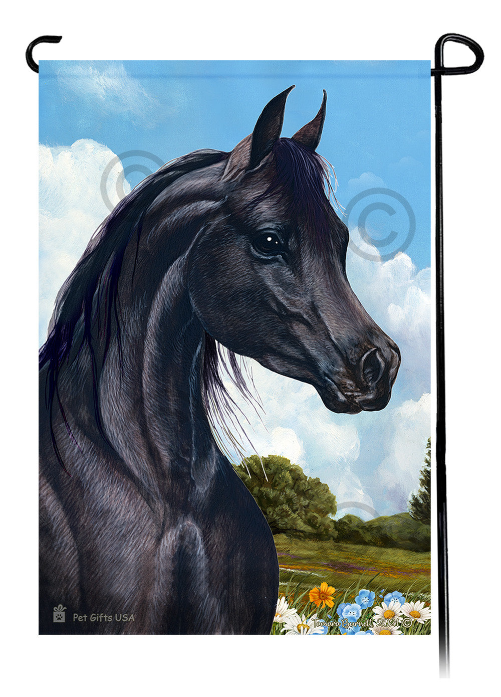 Arabian Horse Summer Flowers - Garden Flag