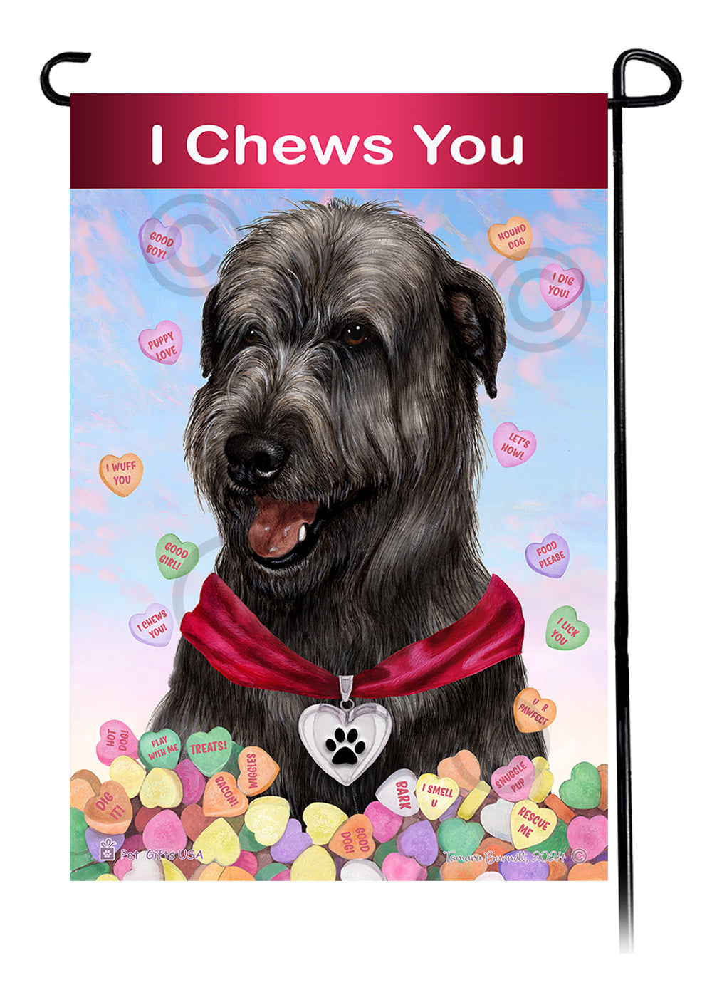 Irish Wolfhound Valentine Sweetheart Garden Flags