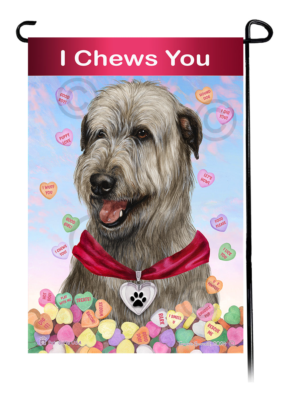 Irish Wolfhound Valentine Sweetheart - Garden Flag