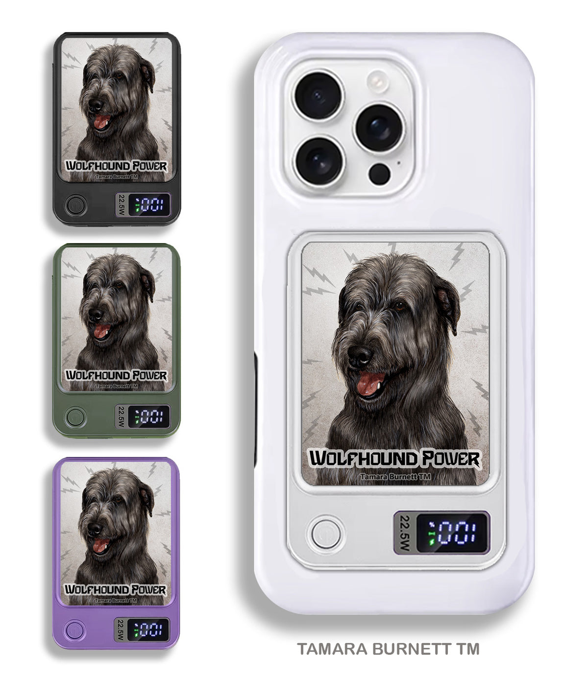 Irish Wolfhound Black Phone Bank Wireless Charger