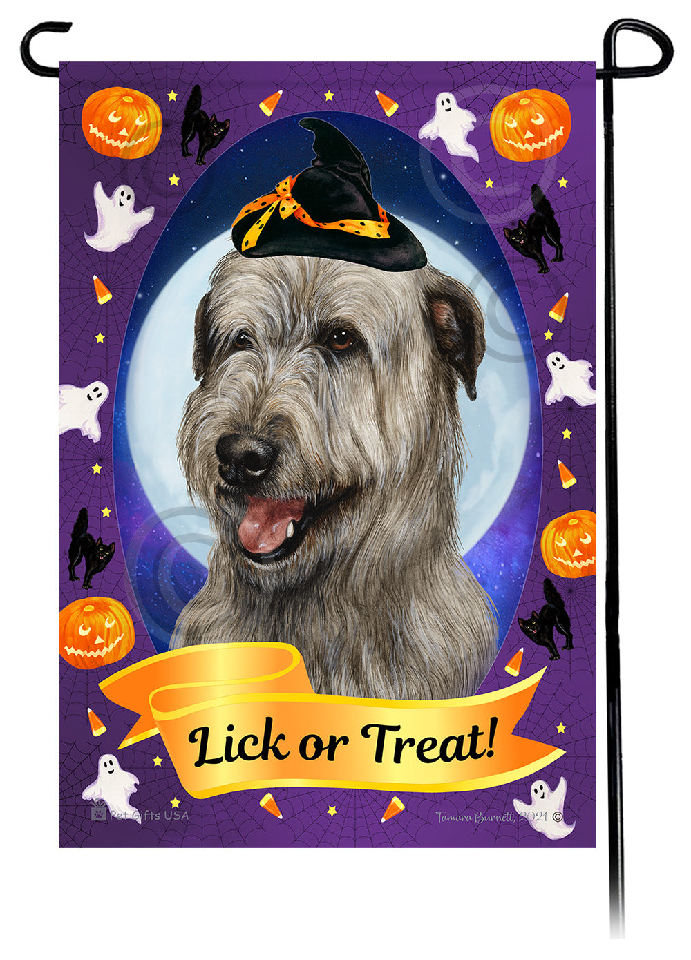 Irish Wolfhound Halloween Howls - Garden Flag