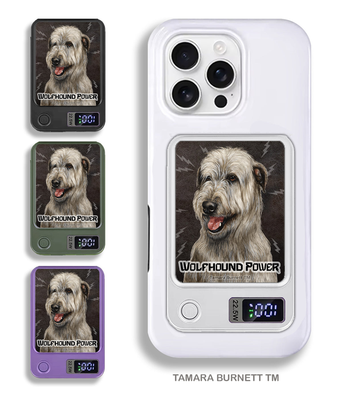 Irish Wolfhound Grey Phone Bank Wireless Charger