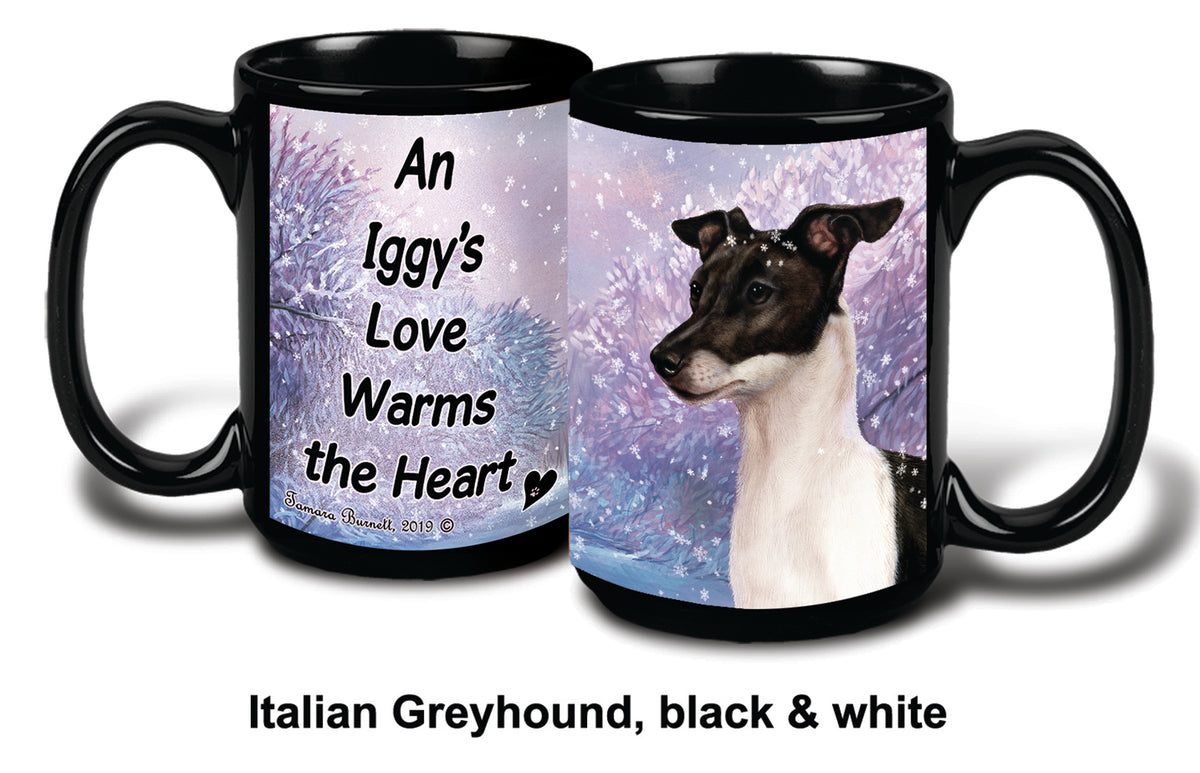 Italian Greyhound Black/White Winter Mug 15 oz
