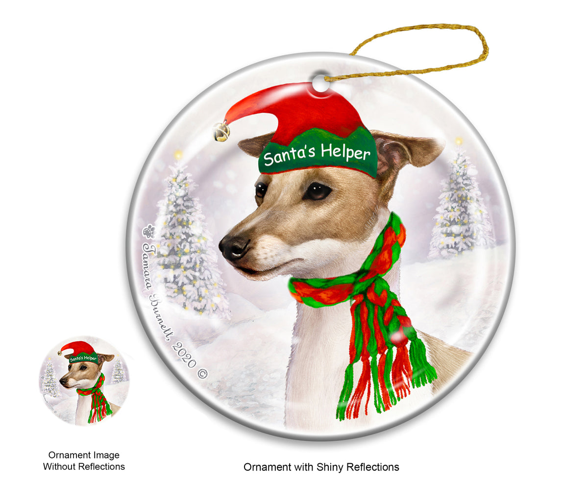 Italian Greyhound Fawn and White Ornament