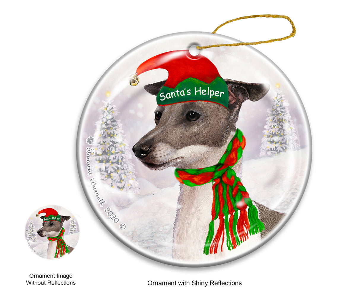 Italian Greyhound - Santa's Helper Ornament