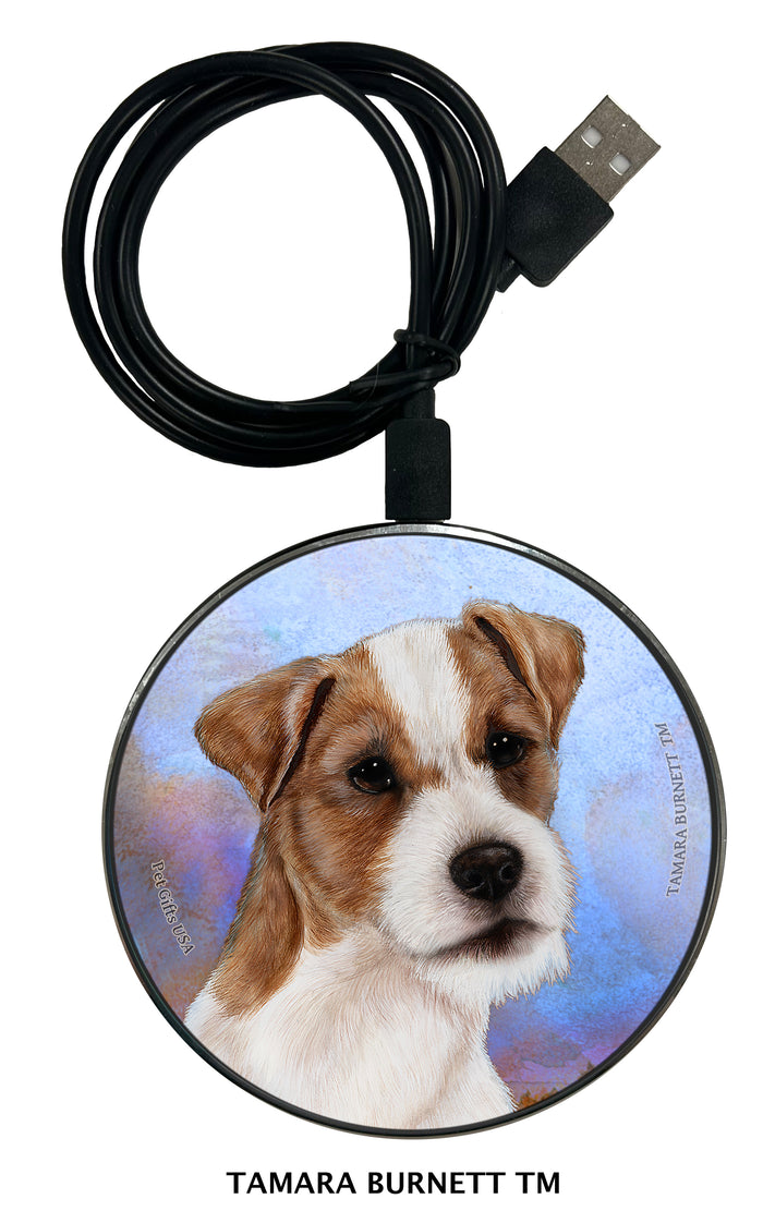 Wire-Haired Jack Russell Terrier Brown and White Zoomies Wireless Charger