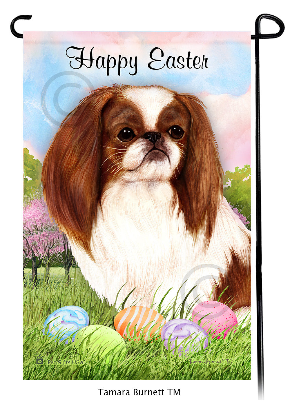 Japanese Chin Happy Easter - Garden Flag