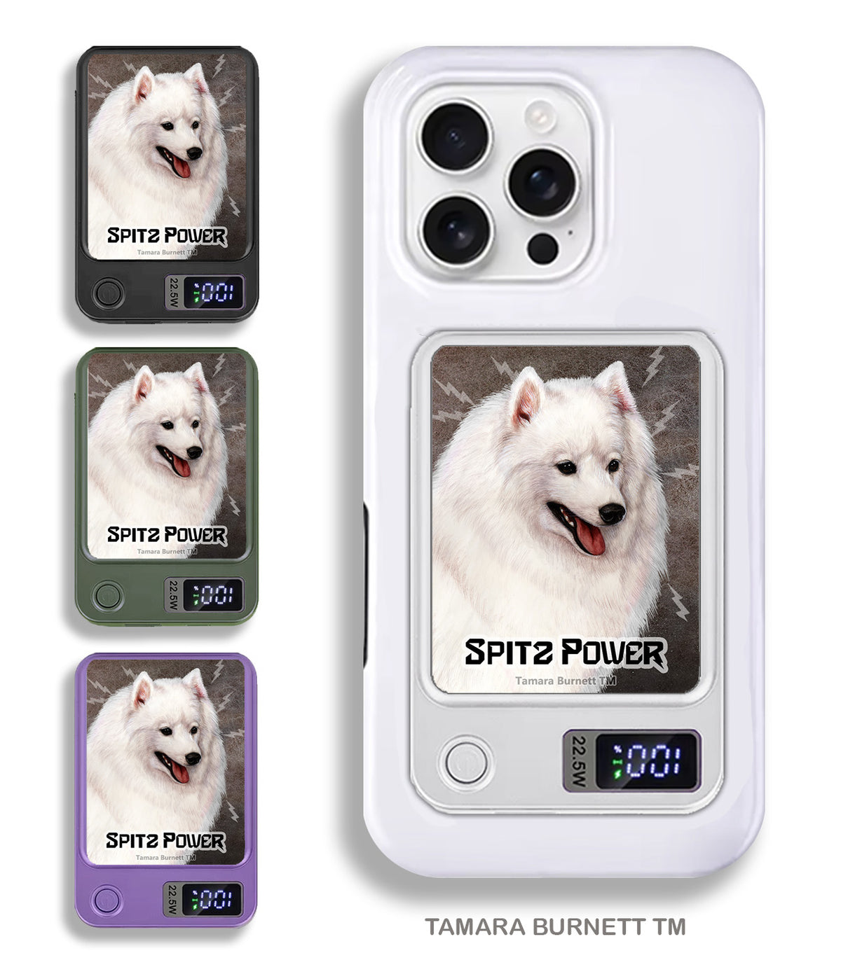 Japanese Spitz White Phone Bank Wireless Charger