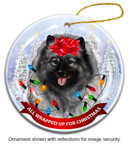 Keeshond All Wrapped Up Ornament