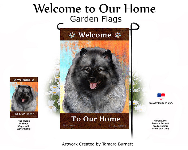 Keeshond Welcome To Our Home Garden Flags