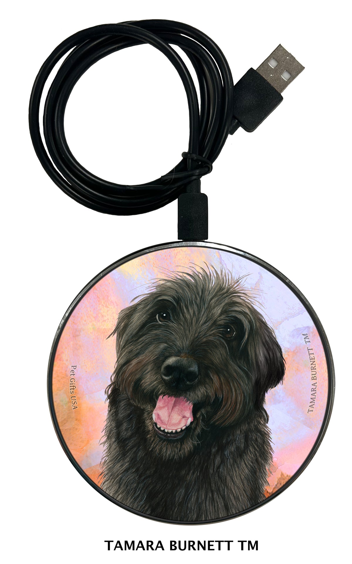 Labradoodle Black Shaggy Cut Zoomies Wireless Charger