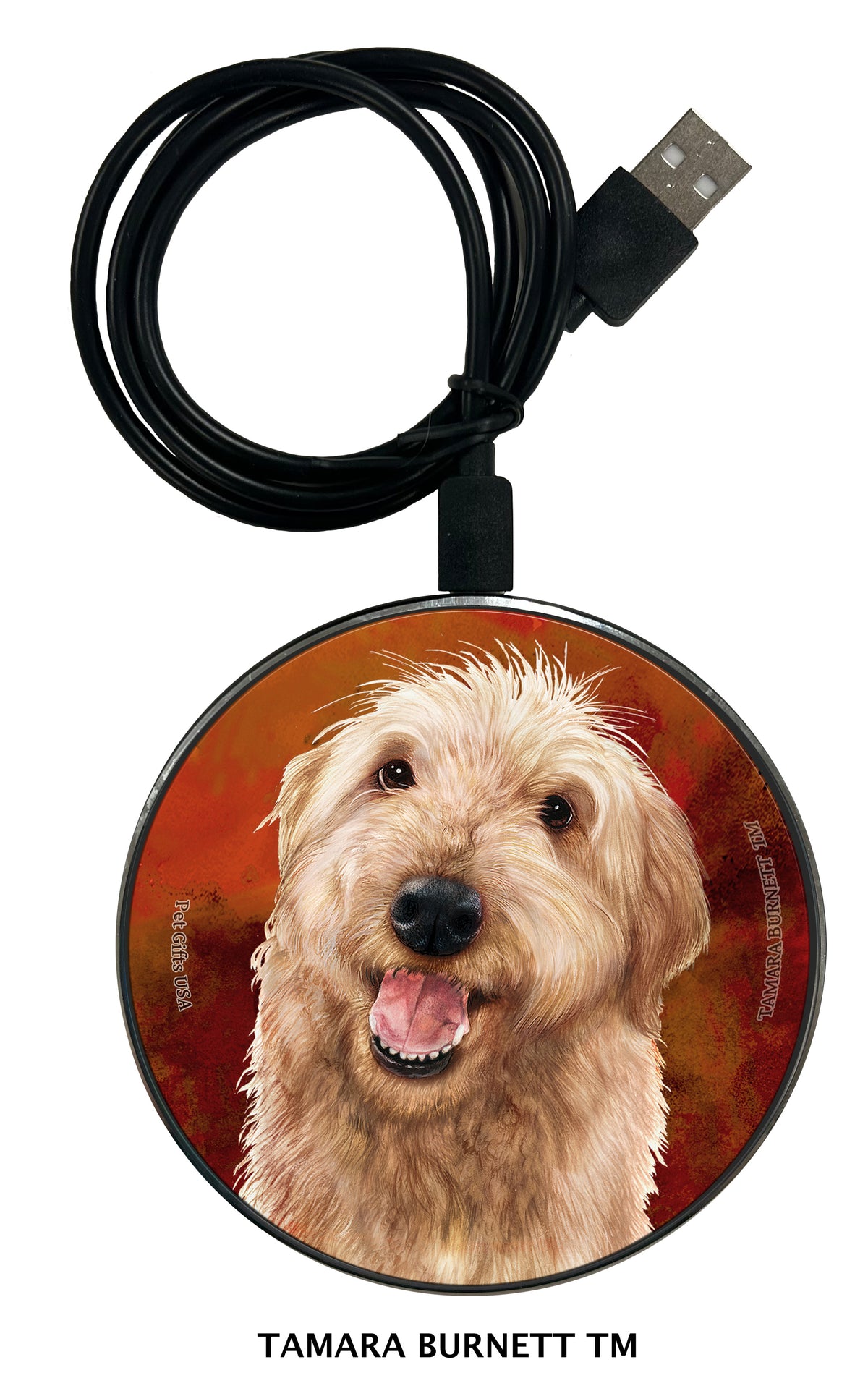Labradoodle Yellow Shaggy Cut Zoomies Wireless Charger
