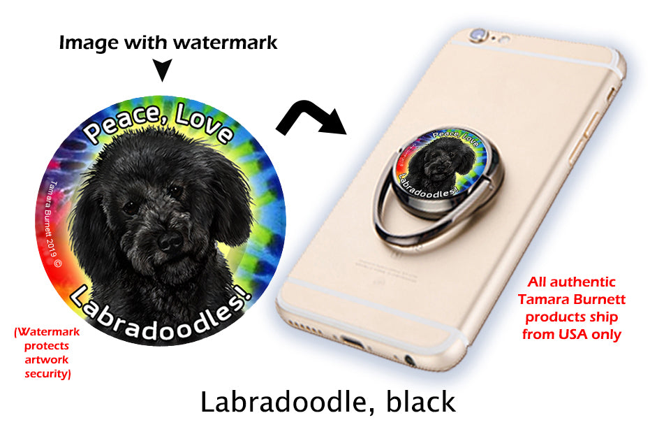 Labradoodle Black Phone Stand
