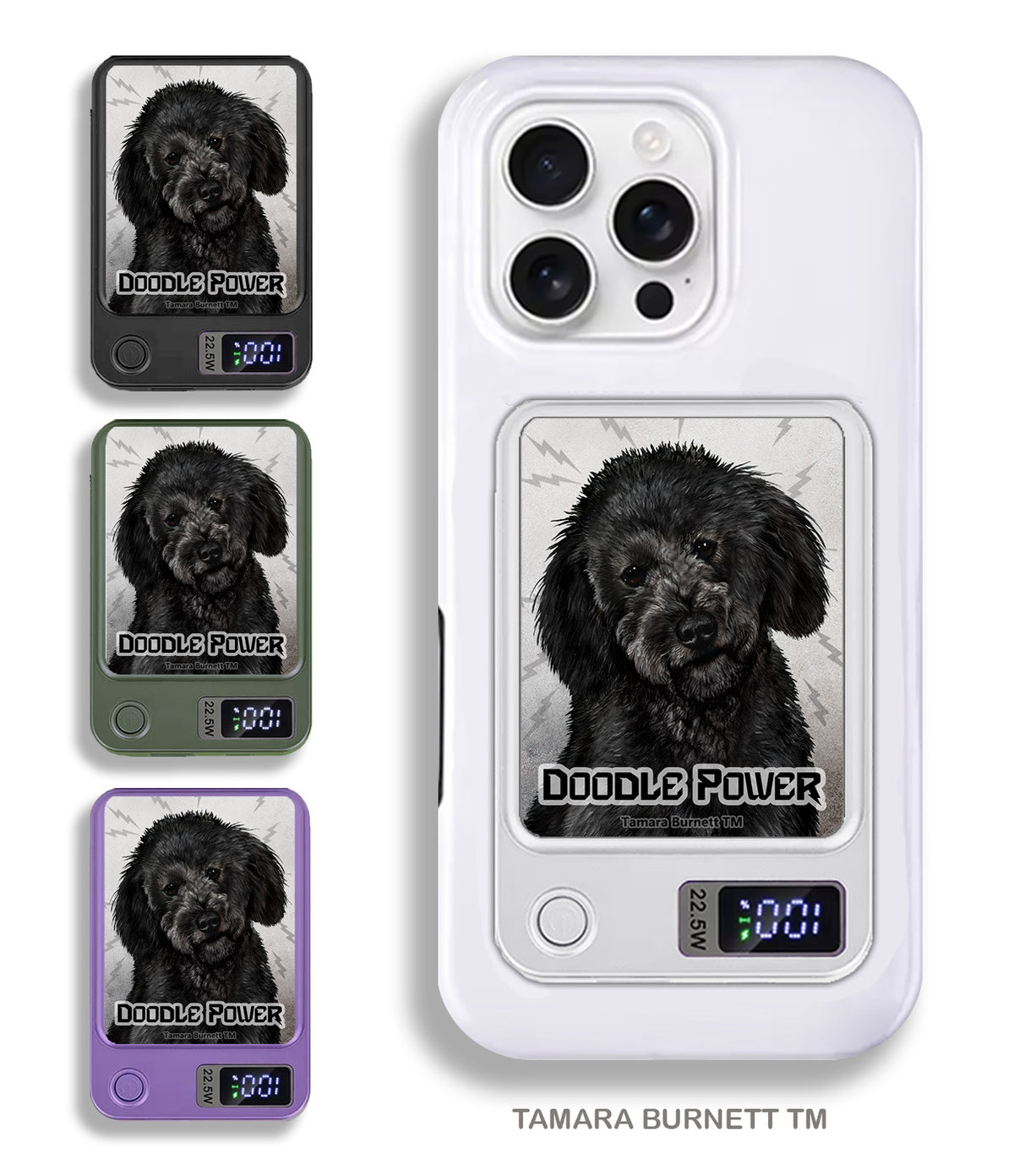 Labradoodle Black Phone Bank Wireless Charger