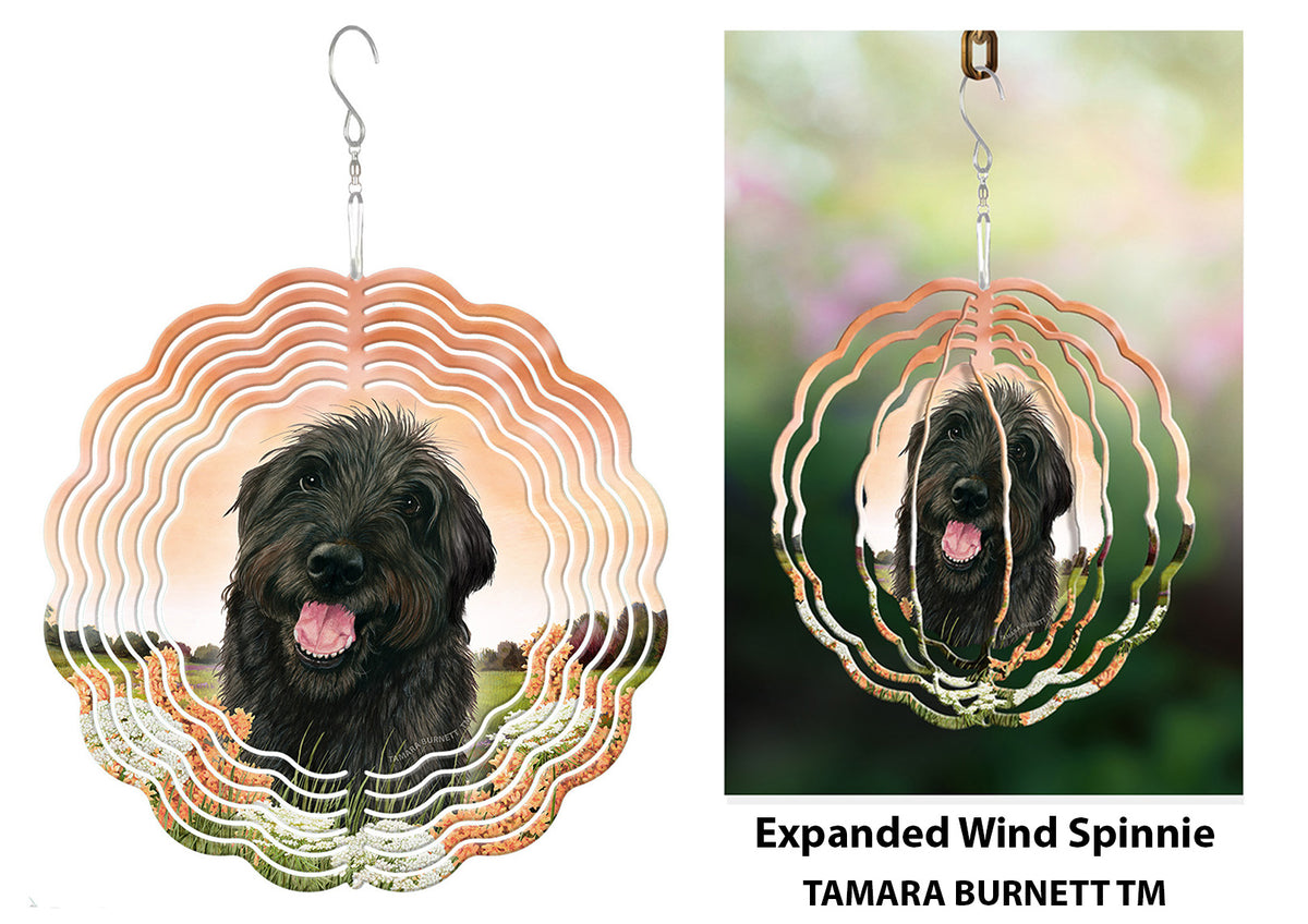 Labradoodle Black Shaggy Cut Wind Spinner