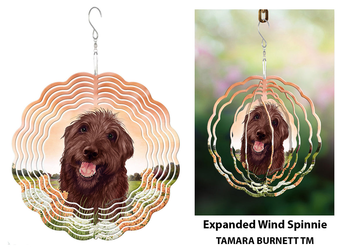 Labradoodle Chocolate Shaggy Cut Wind Spinner