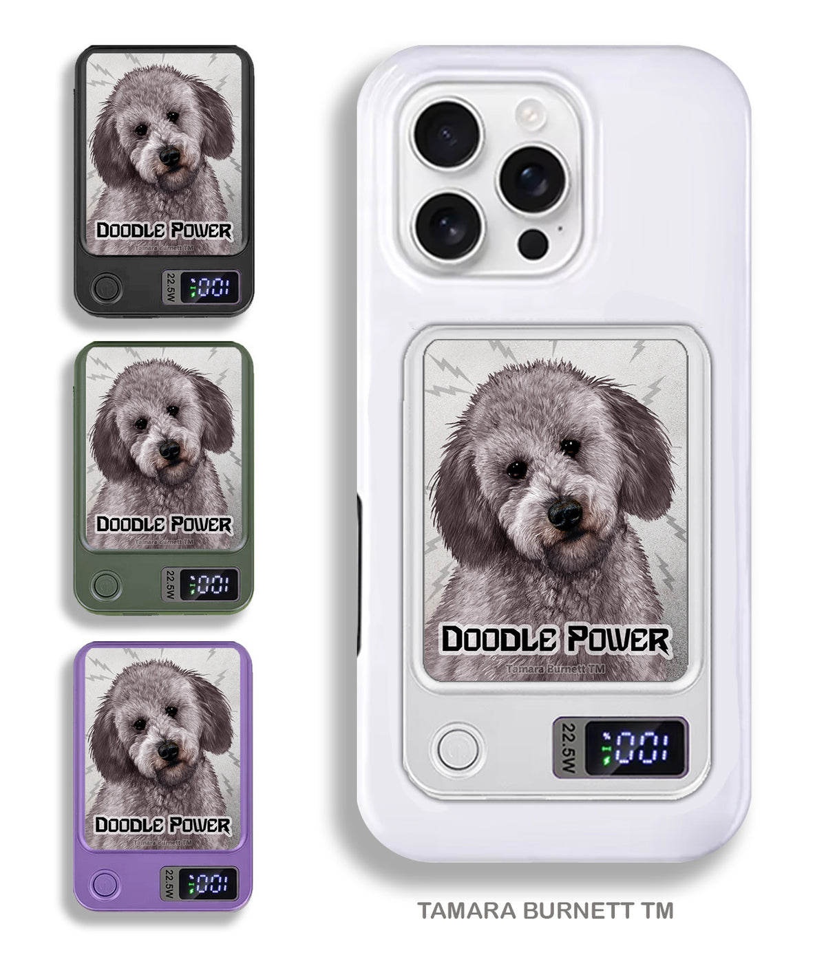 Labradoodle Grey Phone Bank Wireless Charger