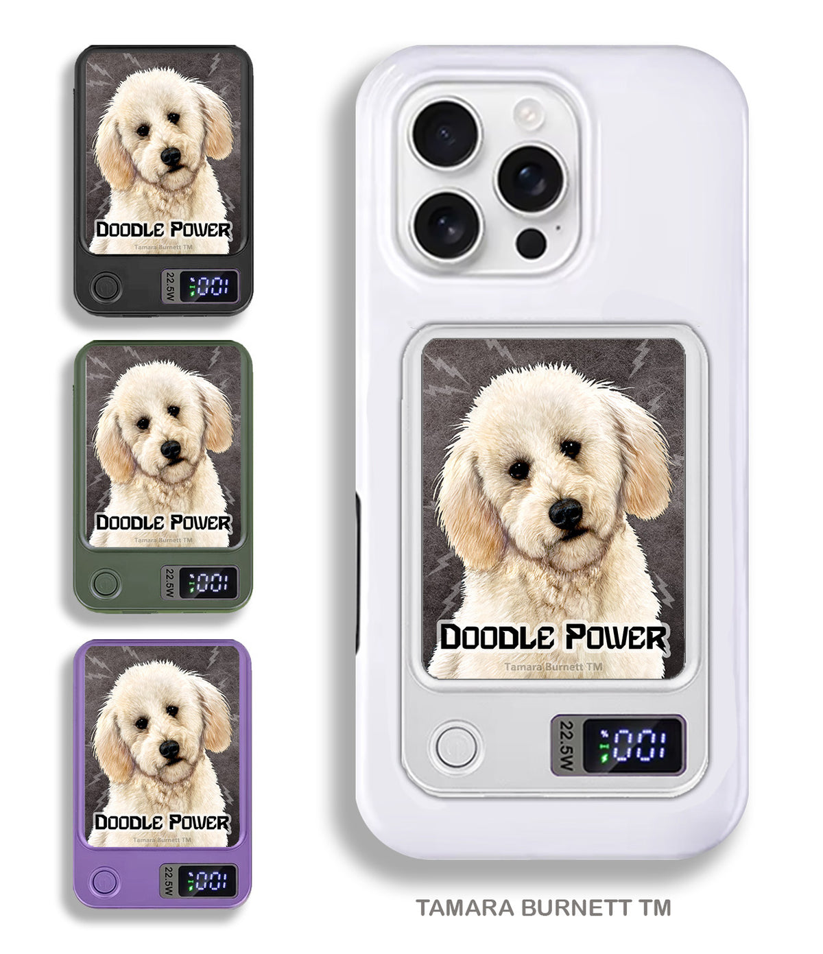 Labradoodle White Phone Bank Wireless Charger