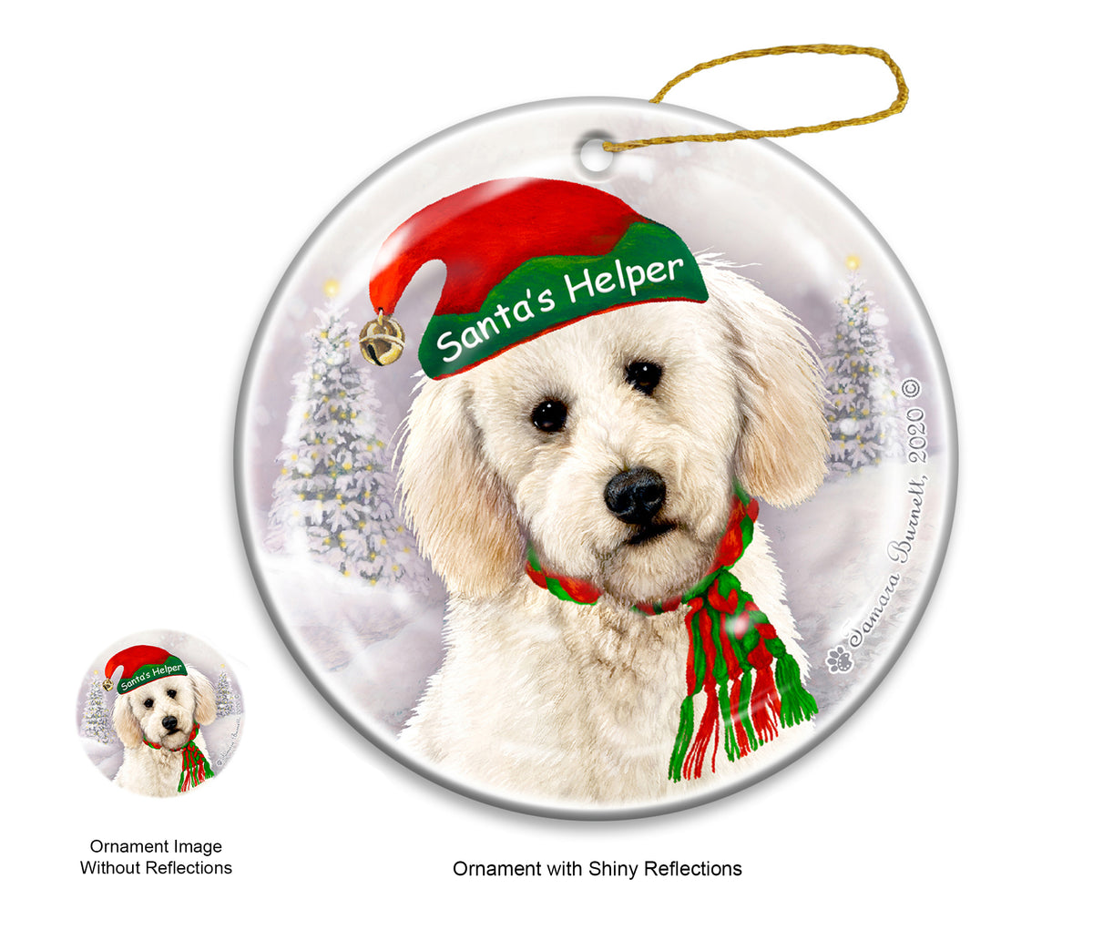 Labradoodle White Ornament