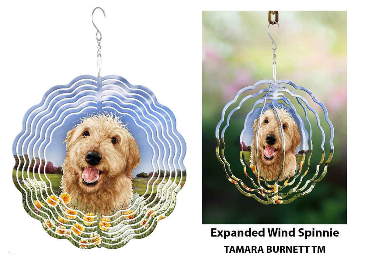 Labradoodle Yellow Shaggy Cut Wind Spinner