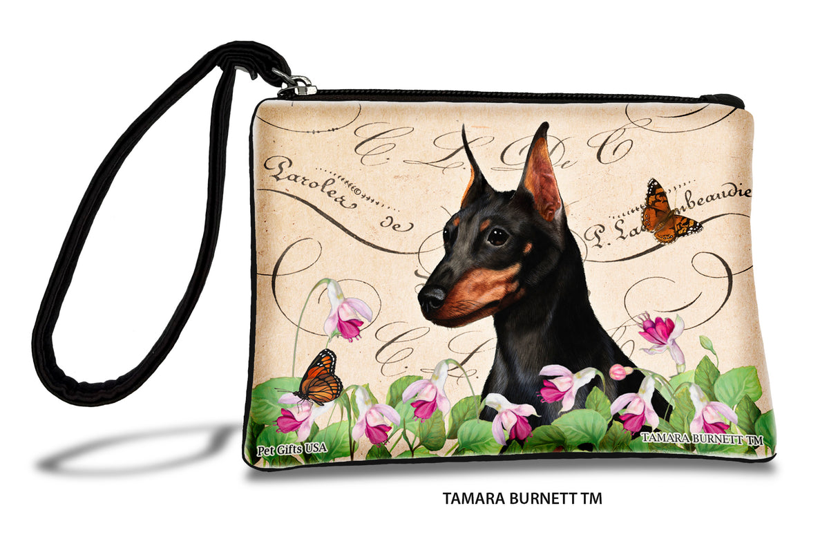 Min Pin Cropped Black And Tan Zippees Pet Pouch