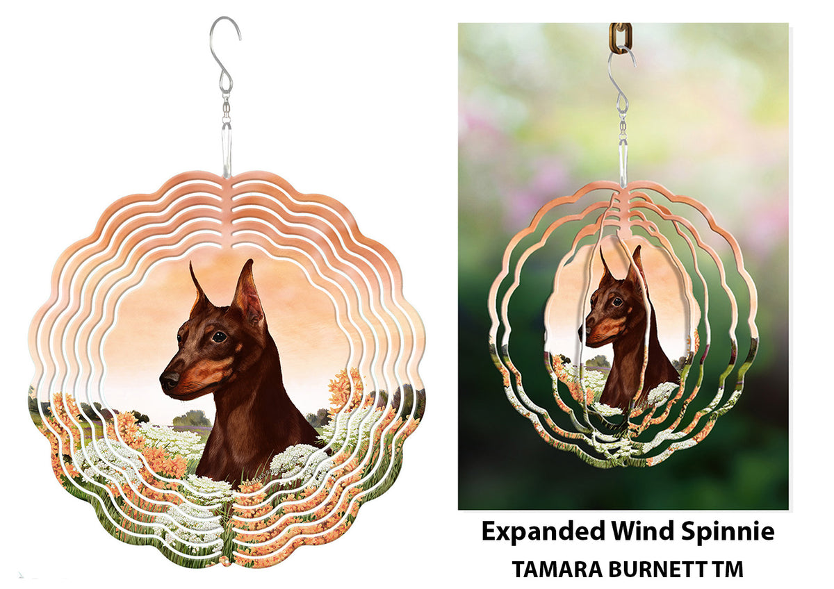 Miniature Pinscher Cropped Chocolate Wind Spinner