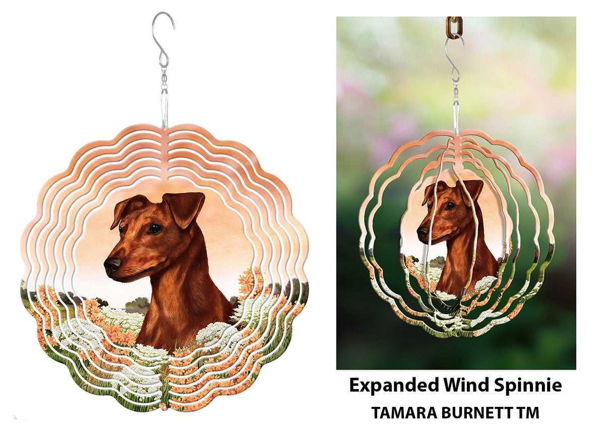 Miniature Pinscher Uncropped Red Wind Spinner