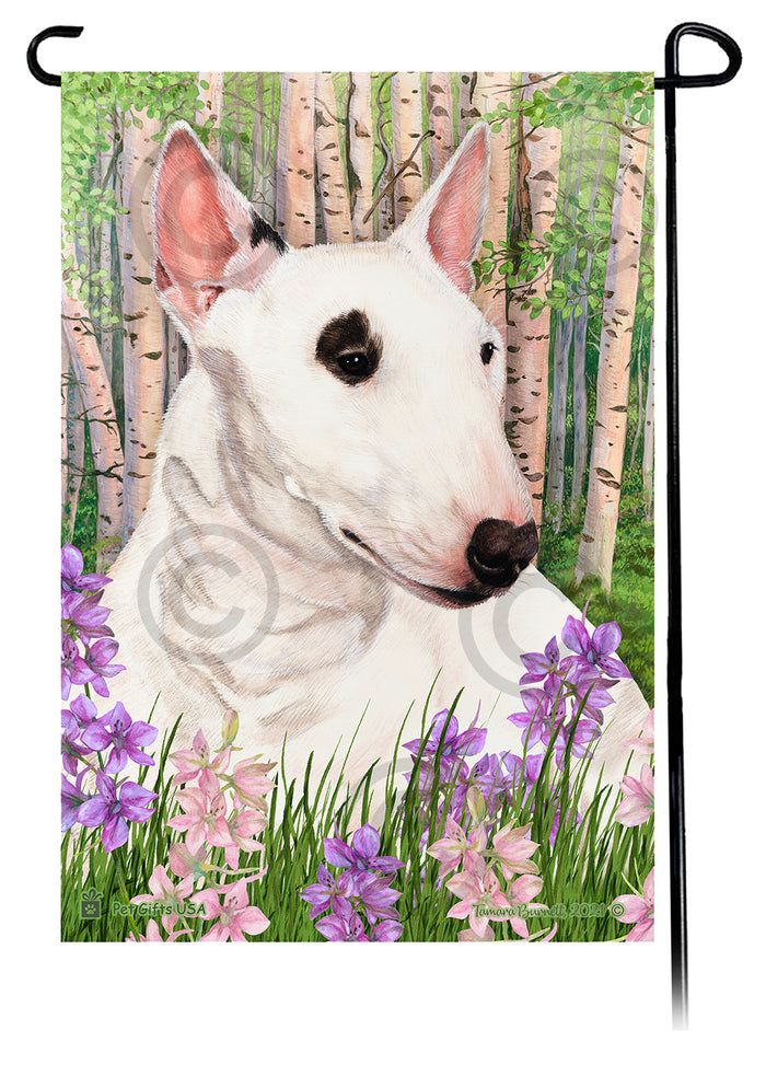 Bull Terrier Mini Spring Flowers Garden Flags