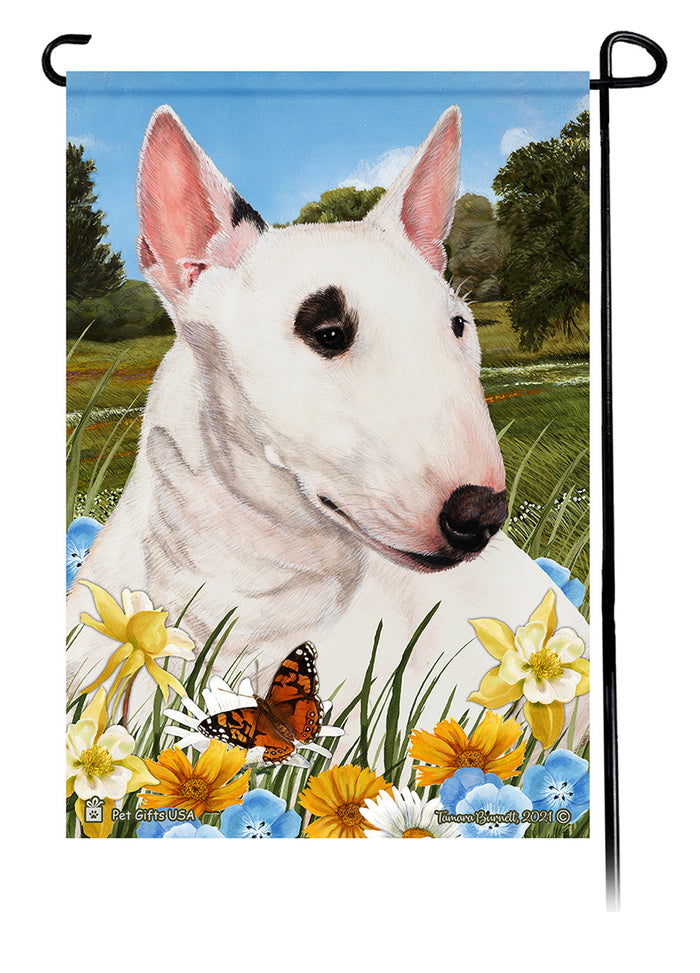 Bull Terrier Mini Summer Flowers Garden Flags