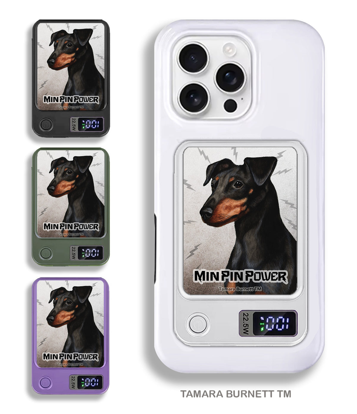 Miniature Pinscher Uncropped Black and Tan Phone Bank Wireless Charger