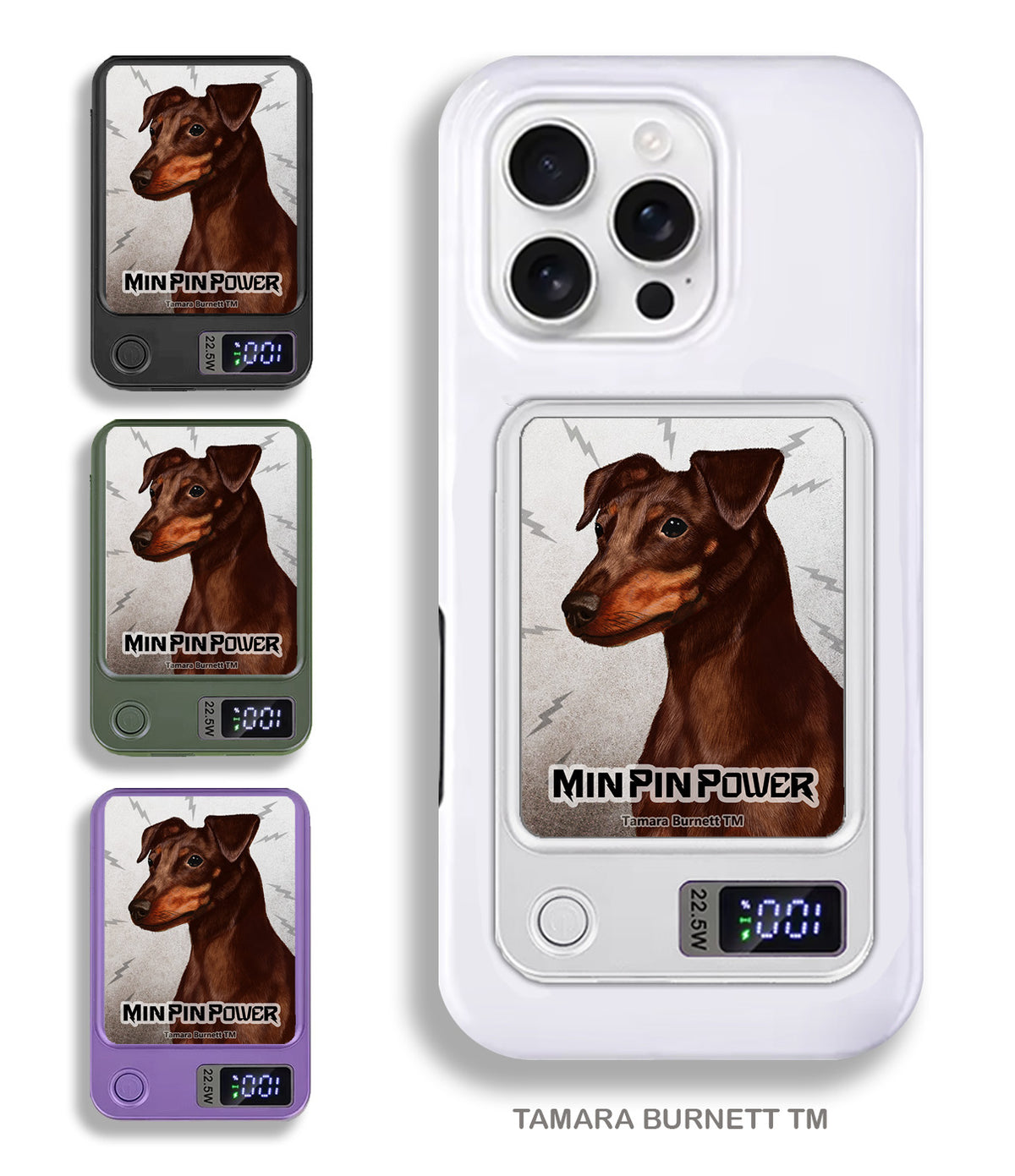 Miniature Pinscher Uncropped Chocolate Phone Bank Wireless Charger