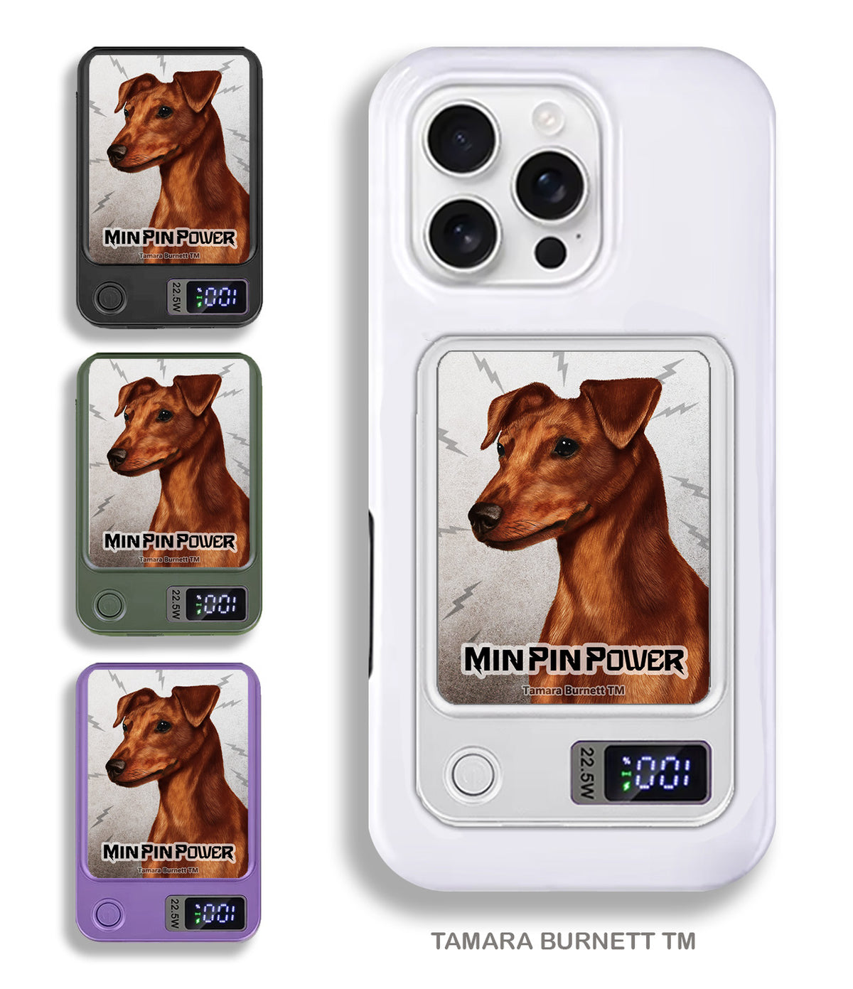 Miniature Pinscher Uncropped Red Phone Bank Wireless Charger