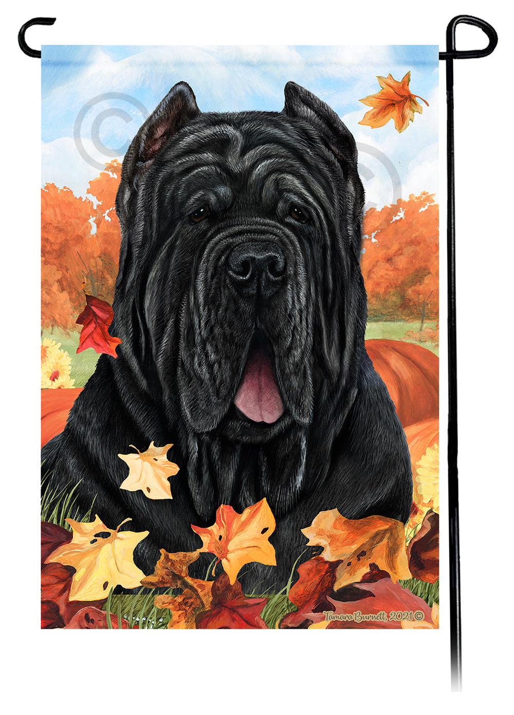 Neapolitan Mastiff Falling Leaves Garden Flags