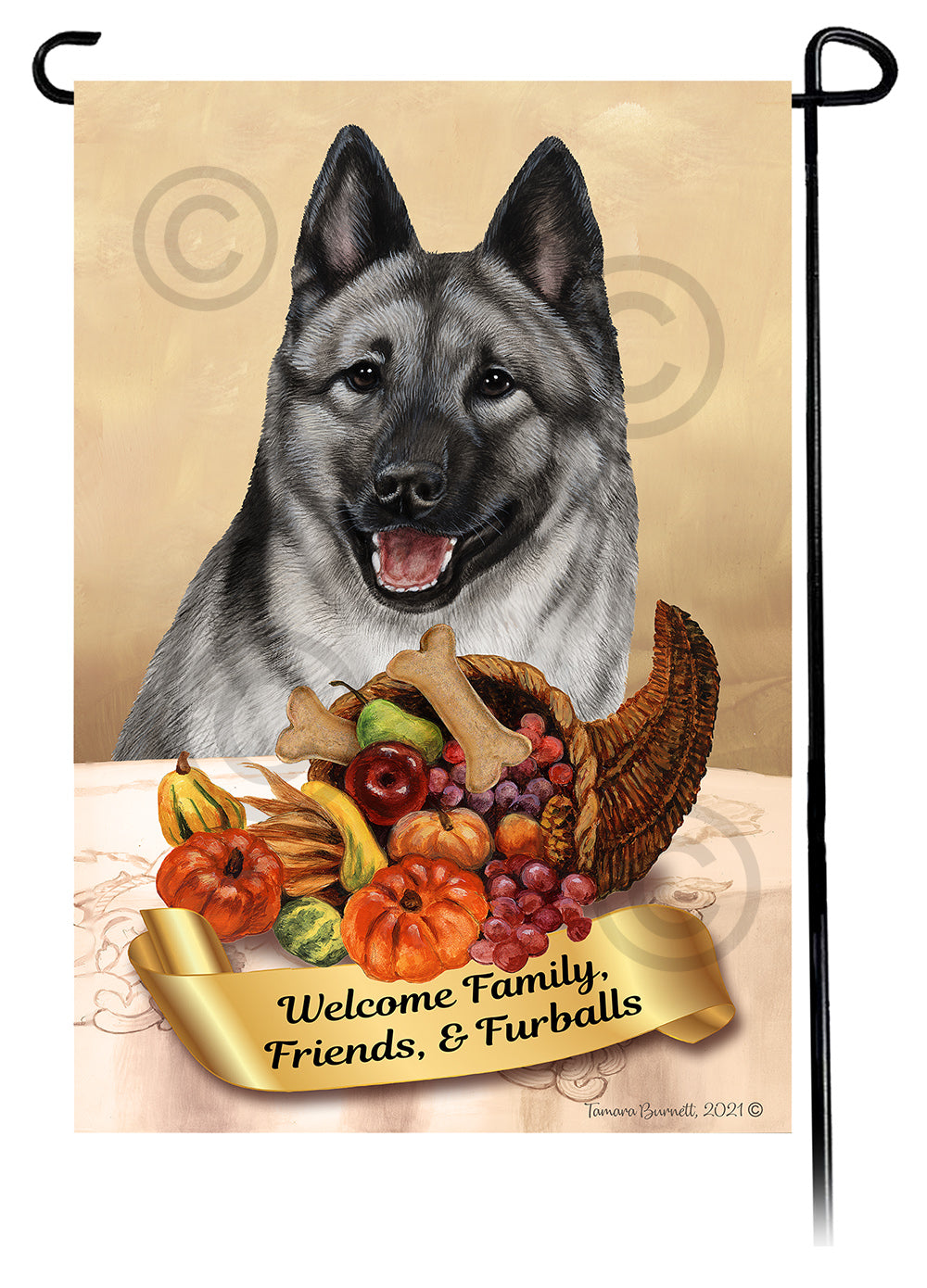 Norwegian Elkhound Thanksgiving Garden Flags