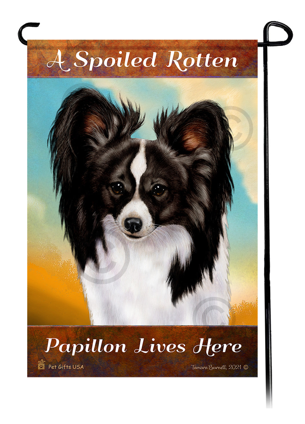 Papillon Spoiled Rotten Garden Flags