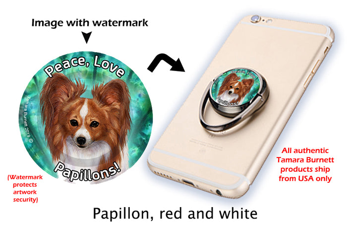 Papillon Red and White Phone Stand