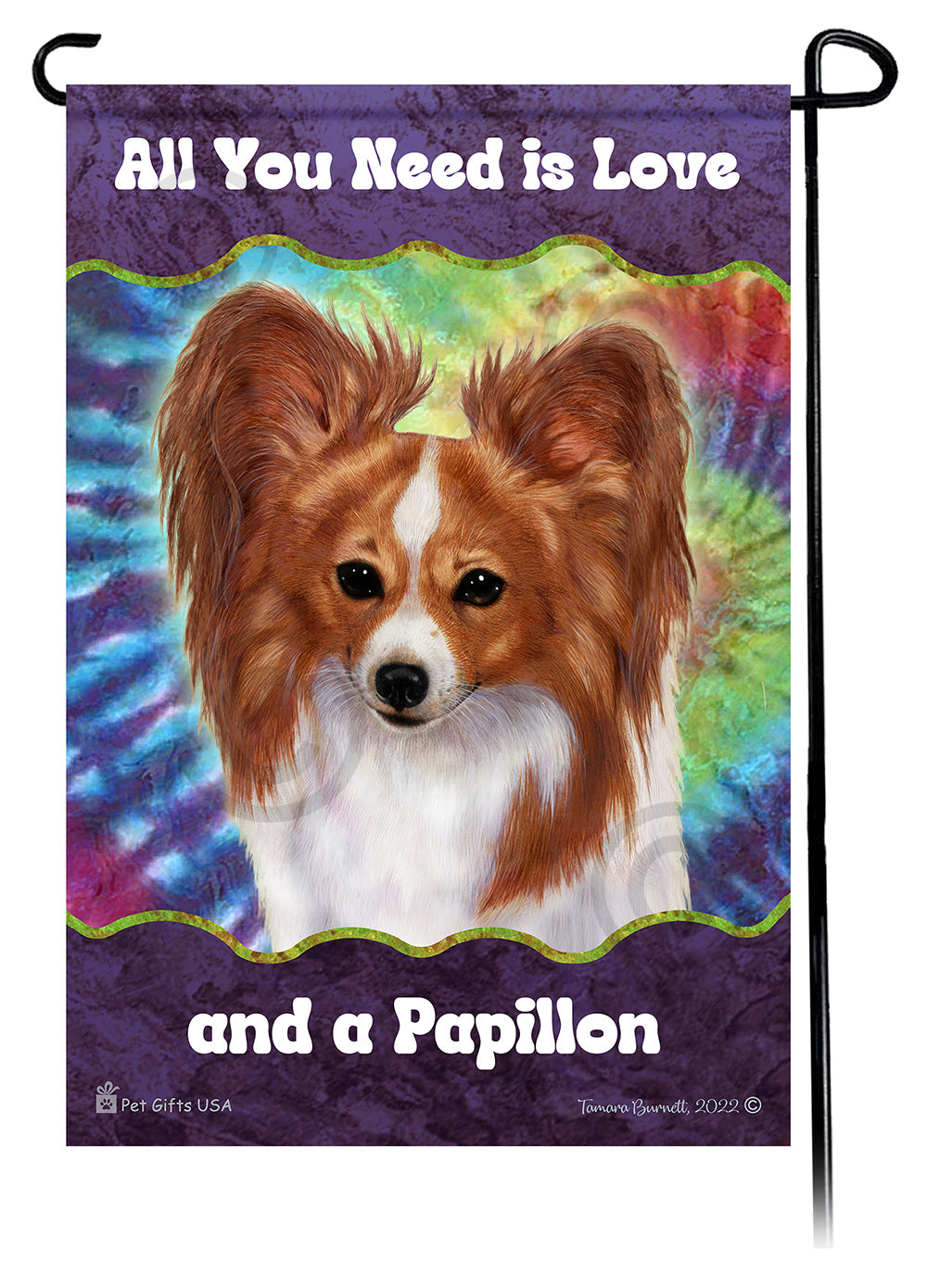 Papillon All You Need Is Love Garden Flag