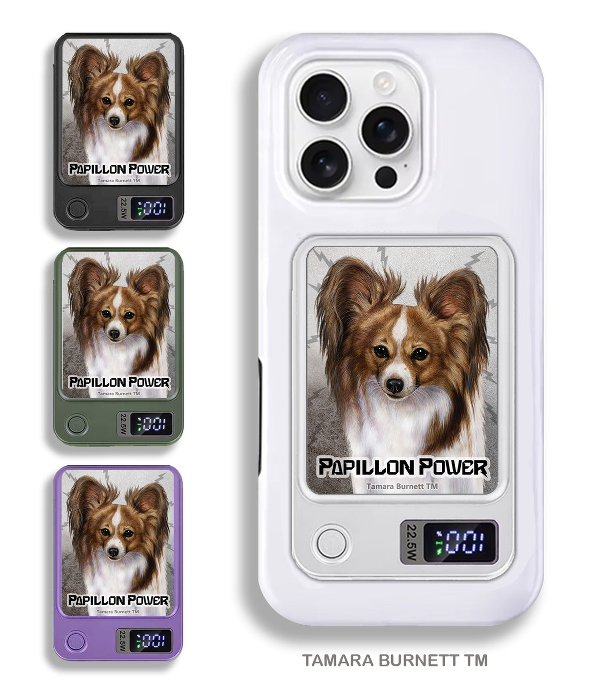 Papillon Sable and White Phone Bank Wireless Charger