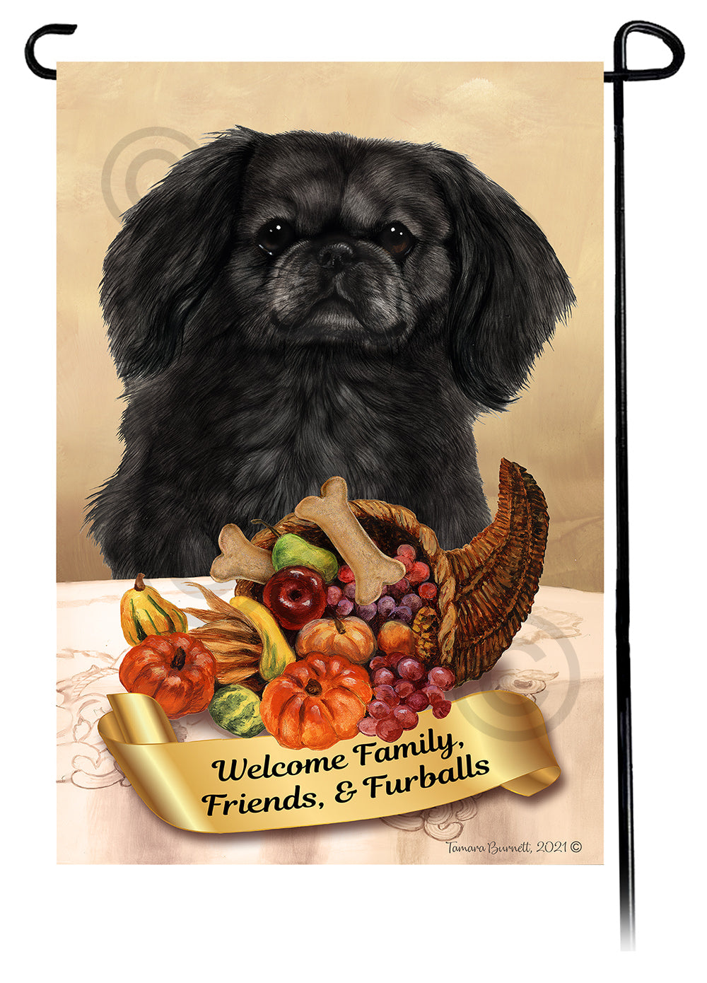 Pekingese Thanksgiving Garden Flags