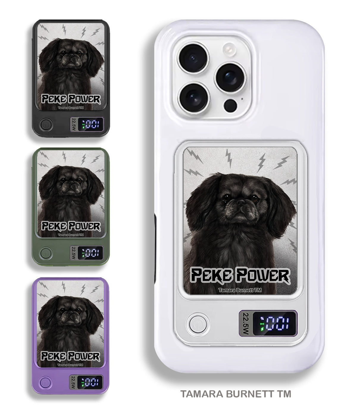 Pekingese Black Phone Bank Wireless Charger